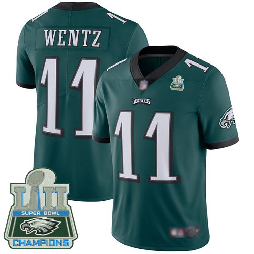 Men Philadelphia Eagles #11 Carson Wentz Midnight Green Team Color Vapor Untouchable NFL Jersey 1